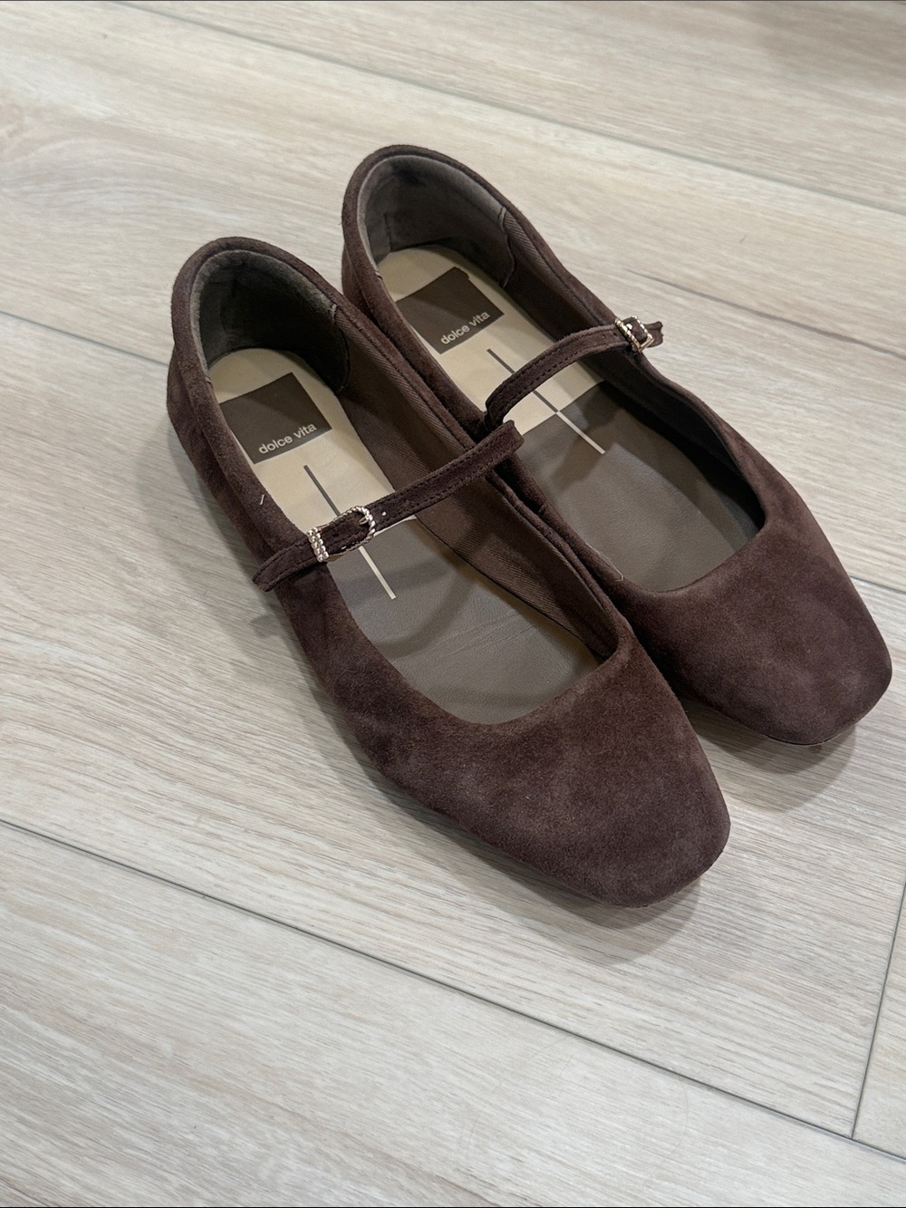 Dolce Vita Dark Brown Suede Mary Jane Flats